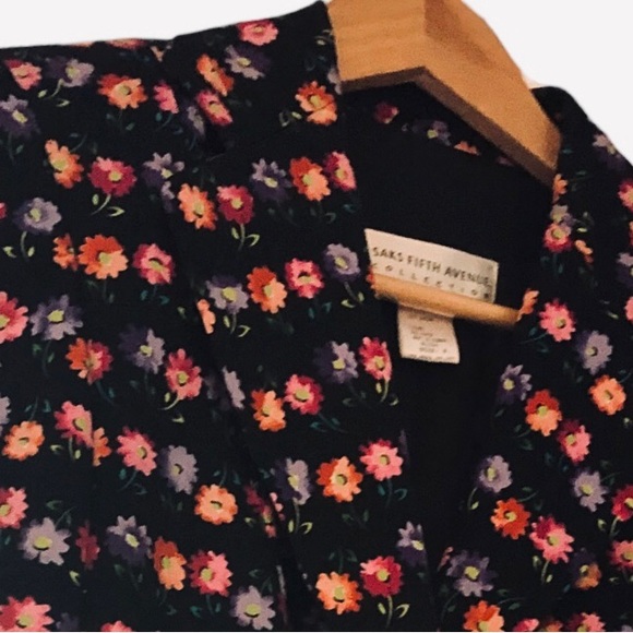 Saks Fifth Avenue Collection blazer cotton floral pockets lined - Picture 3 of 7
